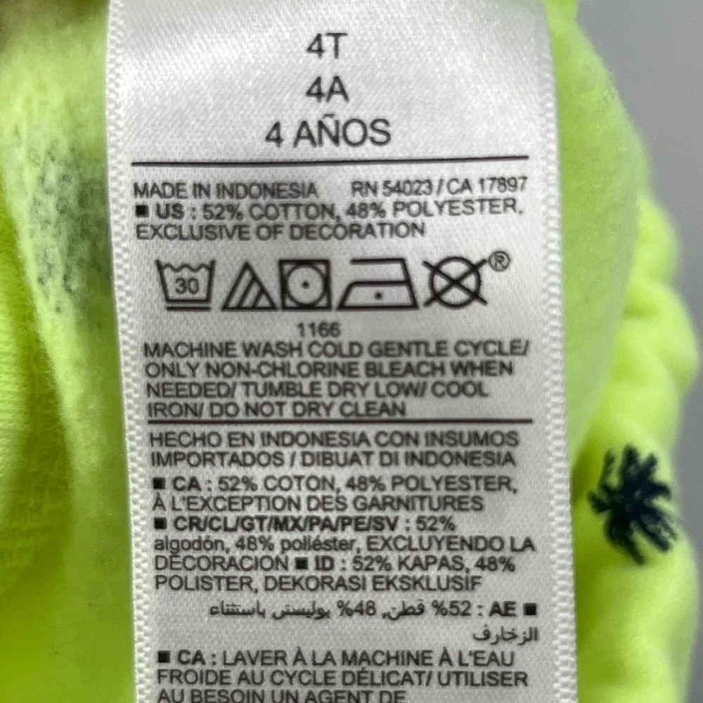 Old Navy Kids Neon Green Navy Blue Palm Trees Tropical Sweatpants Shorts Boys 4T